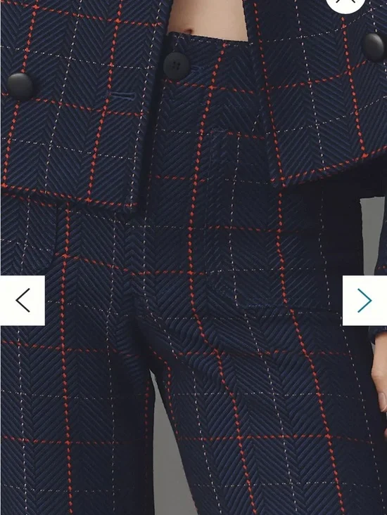 Anthropologie Maeve The Colette Merrick Knit Crop Pants Blue Red size 31 - Picture 3 of 11